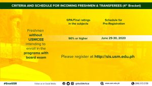 Students without USMCEE and intending to enroll in the programs without board exam (85% GPA or Higher)