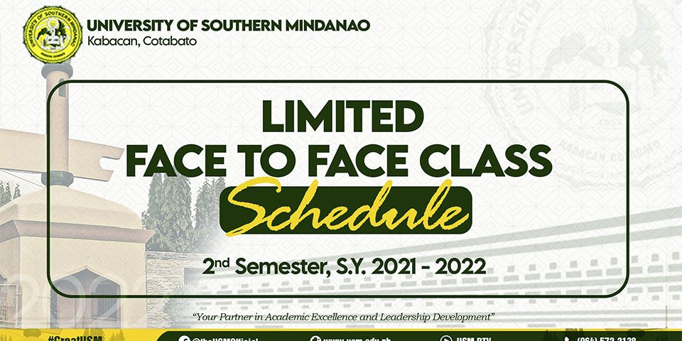 Usm Academic Calendar Fall 2023 Limited Face To Face Class Schedule, 2Nd Semester, S.y. 2021 – 2022 –  University Of Southern Mindanao