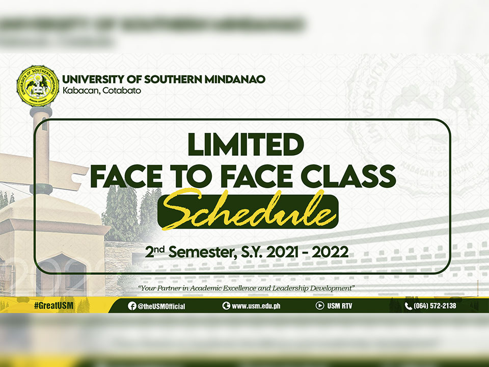 Usm Academic Calendar Fall 2023 Limited Face To Face Class Schedule, 2Nd Semester, S.y. 2021 – 2022 –  University Of Southern Mindanao