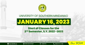 Start of Classes for the 2nd Semester, SY 2022 – 2023 @ USM Main Campus