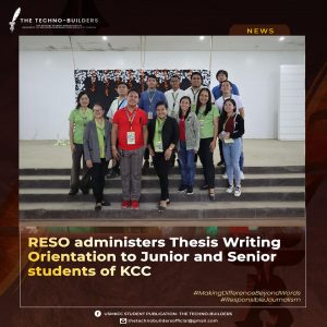 RESO Administers Thesis Writing Orientation to Junior and Senior Students of KCC @ USM KCC