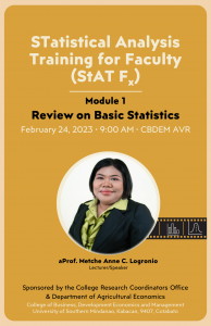 Statistical Analysis Training for Faculty @ CBDEM AVR