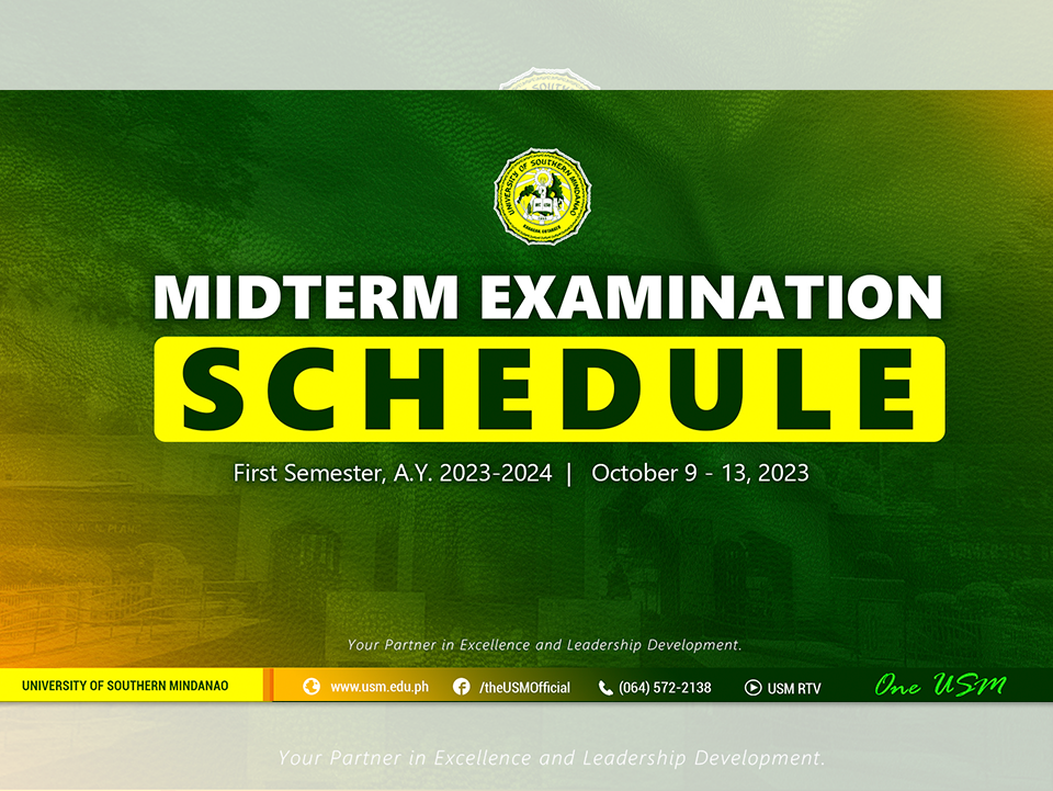 Midterm Examination Schedule, 1st Semester, A.Y. 20232024 University
